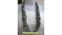 Black and White Long Braided Necklaces Beaded
